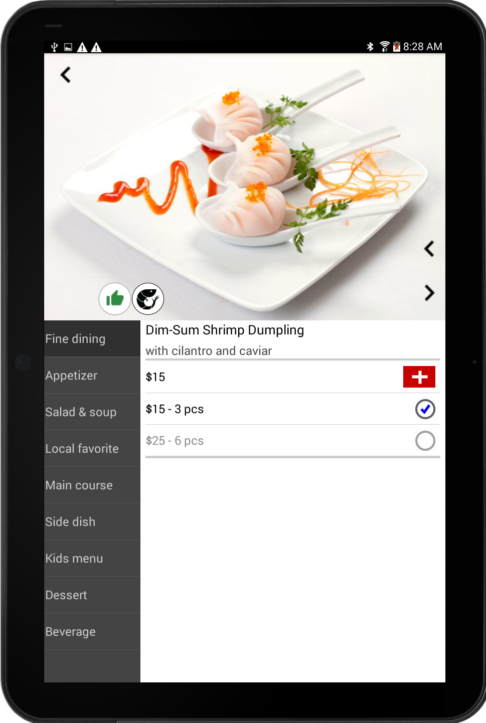 Restaurant Menu App on iPad